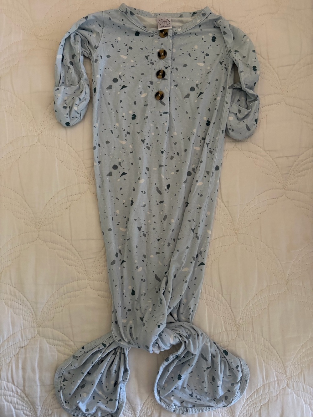 Lou Lou and Company Knotted Gown - size new born in rare blue terrazzo fleck